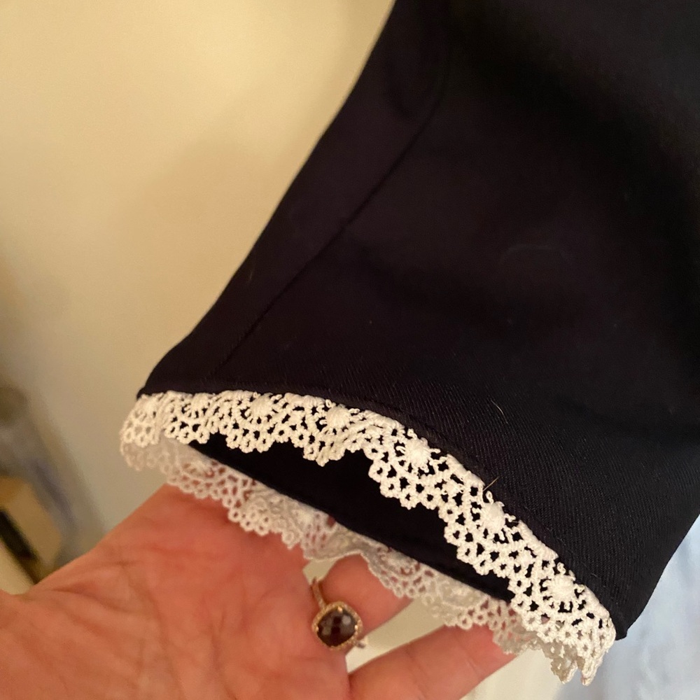 Avec Les Filles Navy Blue Jacket with White Lace Edging New with Tags - Picture 4 of 7
